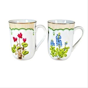 Georges Briard Victorian Garden Cyclamen Mugs Set Of 2 Floral Cups